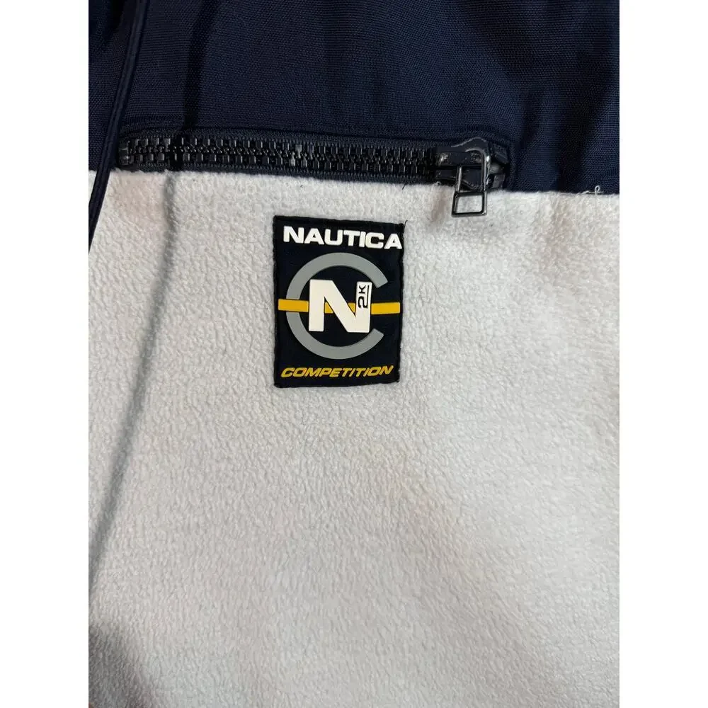 Vintage Nautica Competition NauTech Vest Large Packable Hood Fleece Made In USA